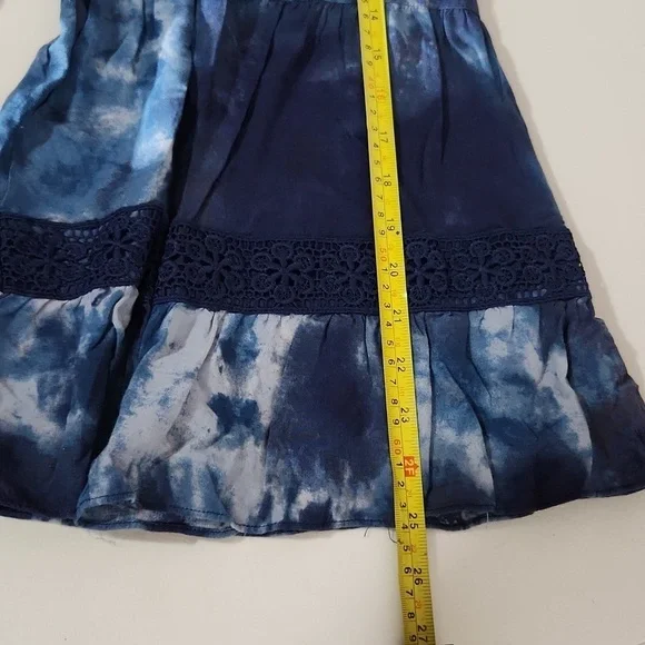 Cupio Blouse Womens Medium tye die blue Crochet Lace Fairy Boho Grunge Bell - Picture 14 of 14